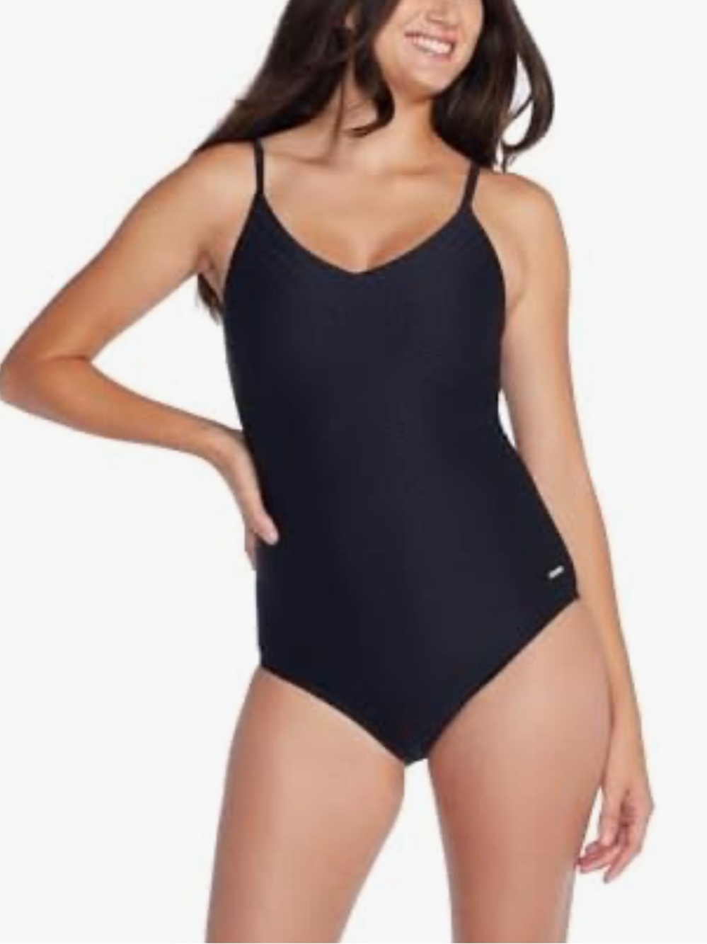 Speedo Women's Swimsuit One Piece V-Neck Strappy Back Contemporary Cut Size 10